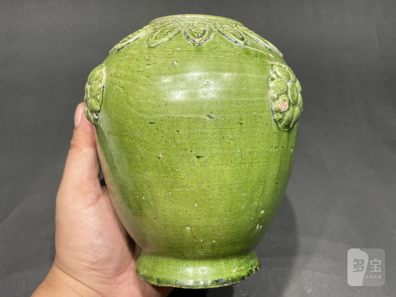 明 巩县窑贴塑宝象花蝉纹罐 - 图4